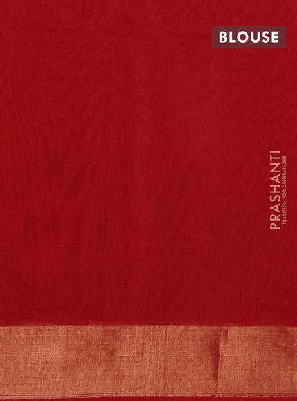 Kora silk cotton saree grey and red with allover silver zari woven buttas and zari woven border