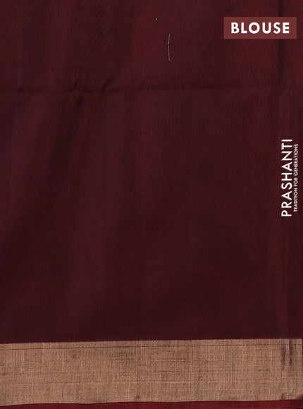 Kora silk cotton saree blue and maroon with allover silver zari woven buttas and zari woven border