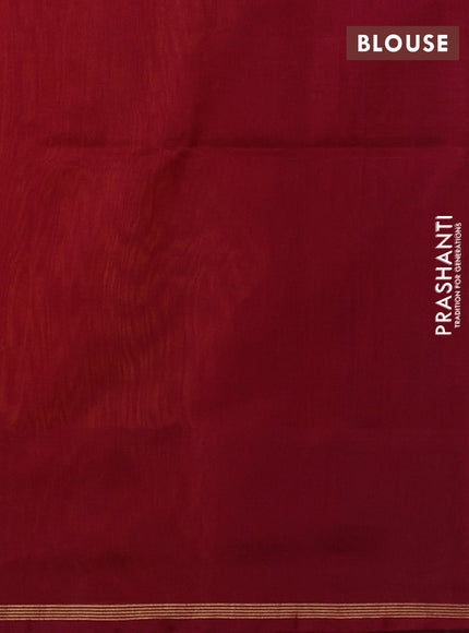 Kora silk cotton saree mango yellow and dark pink with thread & zari woven buttas and woven butta border