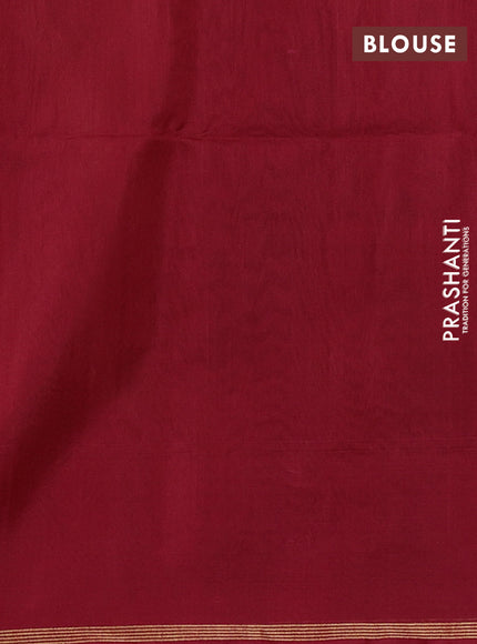 Kora silk cotton saree mehendi green and maroon with thread & zari woven buttas and woven butta border