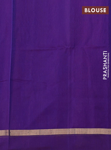 Kora silk cotton saree blue and purple with zari woven buttas and zari woven simple border