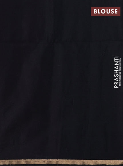 Kora silk cotton saree purple and black with zari woven buttas and small zari woven border
