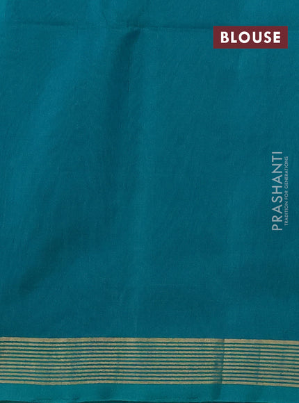 Kora silk cotton saree purple and teal green with zari woven buttas and zari woven simple border