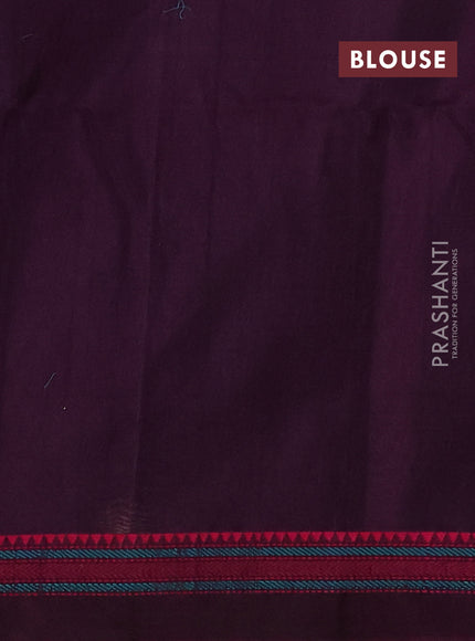 Kora silk cotton saree dark grey and magenta pink with allover thread woven buttas and thread woven border