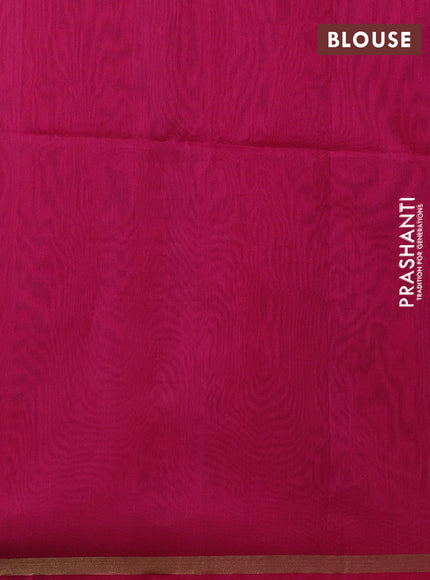 Kora silk cotton saree bottle green and pink with zari woven buttas and small zari woven border
