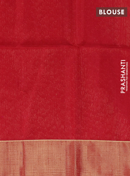 Kora silk cotton saree maroon and red with thread & zari woven floral buttas and zari woven border