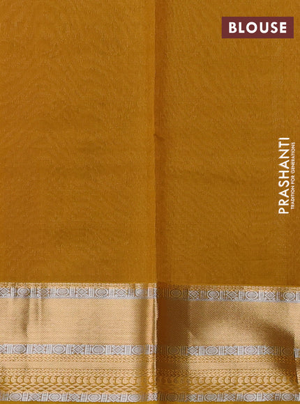 Kora silk cotton saree deep wine and mustard yellow with silver & zari woven buttas and zari woven border
