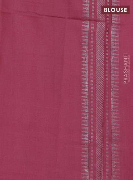 Kora jamdhani silk saree cream and peach pink with allover silver jamdhani butta weaves and long floral zari woven border