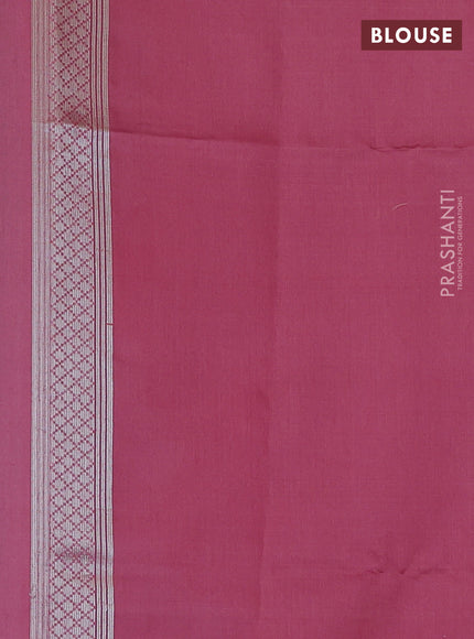 Kora jamdhani silk saree lavender and pink shade with allover silver woven jamdhani weaves and long floral zari woven border