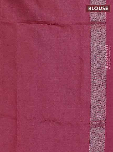 Kora jamdhani silk saree beige and mild peach pink with allover silver woven jamdhani weaves and long floral zari woven border