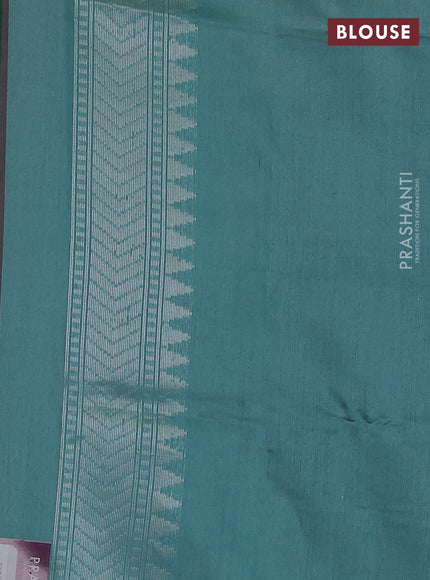 Kora jamdhani silk saree mauve pink and teal blue with allover silver woven jamdhani weaves and zari woven border