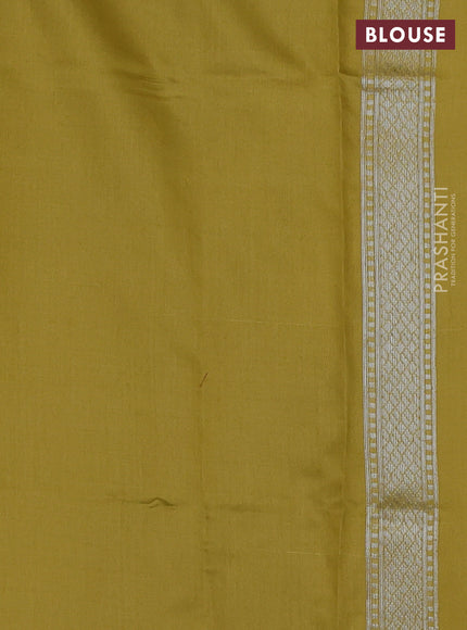 Kora jamdhani silk saree cream and yellow with allover silver woven jamdhani butta weaves and zari woven border