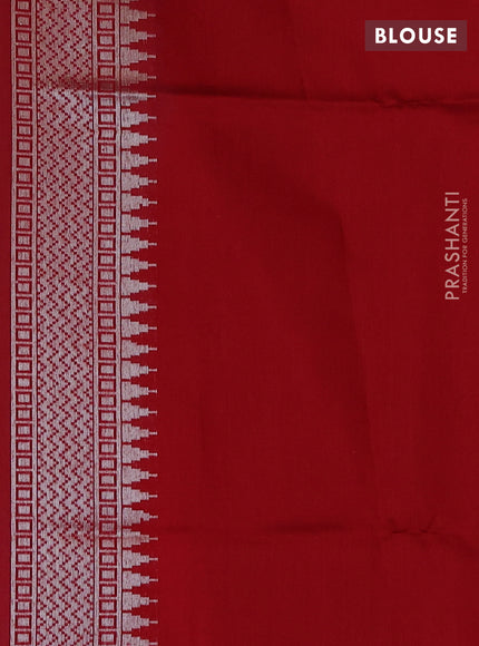 Kora jamdhani silk saree pastel lavender shade and red with allover silver woven jamdhani weaves and zari woven border