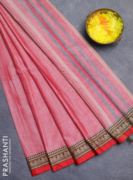 Narayanpet cotton saree red shade and red with plain body and thread woven border