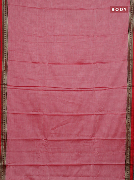 Narayanpet cotton saree red shade and red with plain body and thread woven border