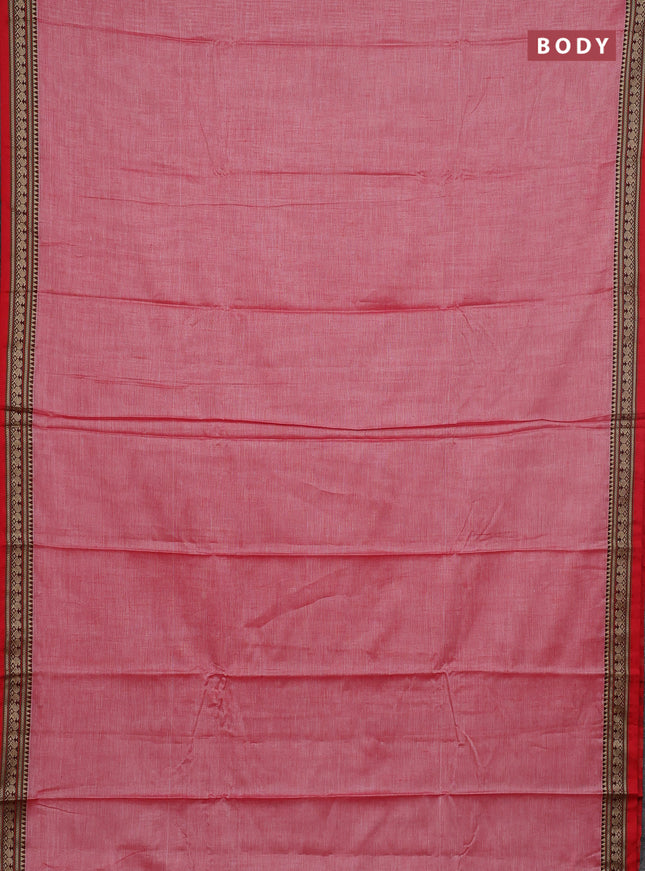 Narayanpet cotton saree red shade and red with plain body and thread woven border