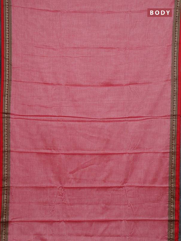 Narayanpet cotton saree red shade and red with plain body and thread woven border
