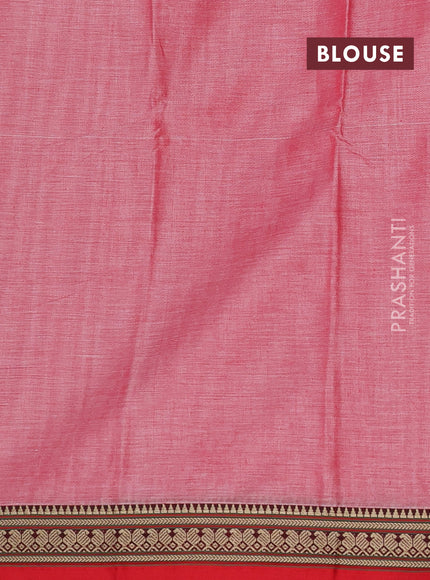 Narayanpet cotton saree red shade and red with plain body and thread woven border
