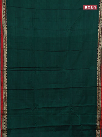 Narayanpet cotton saree green and maroon with plain body and thread woven border