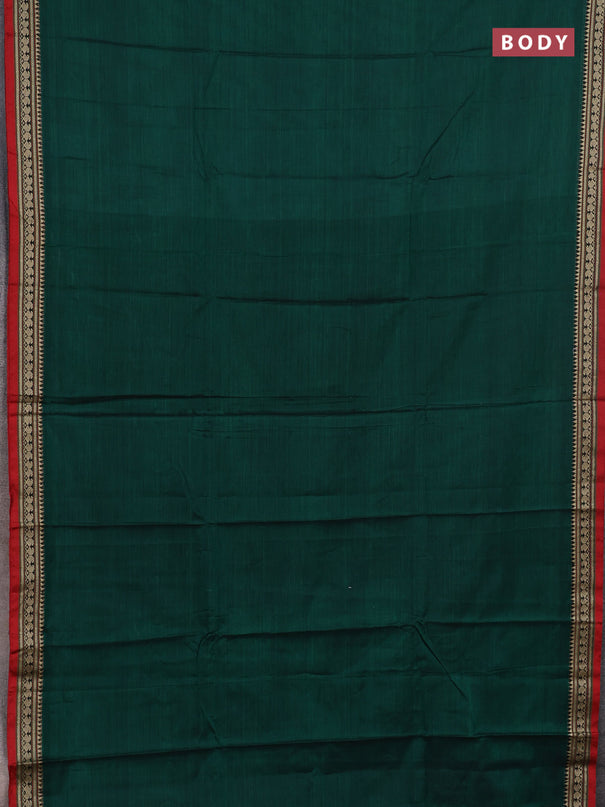 Narayanpet cotton saree green and maroon with plain body and thread woven border