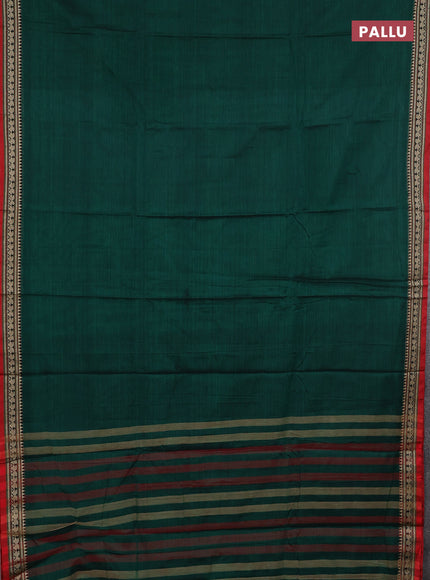 Narayanpet cotton saree green and maroon with plain body and thread woven border
