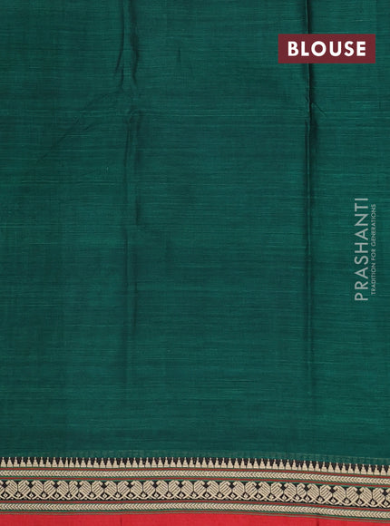 Narayanpet cotton saree green and maroon with plain body and thread woven border