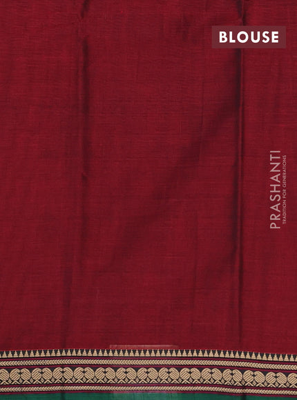 Narayanpet cotton saree deep wine shade and green with plain body and thread woven border