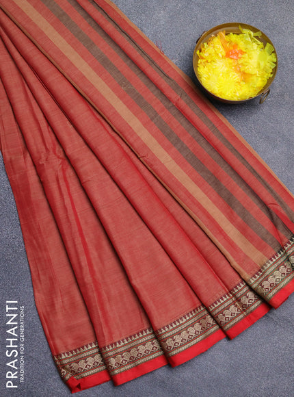 Narayanpet cotton saree red shade and red with plain body and thread woven border