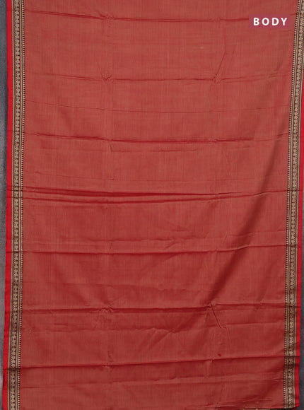 Narayanpet cotton saree red shade and red with plain body and thread woven border