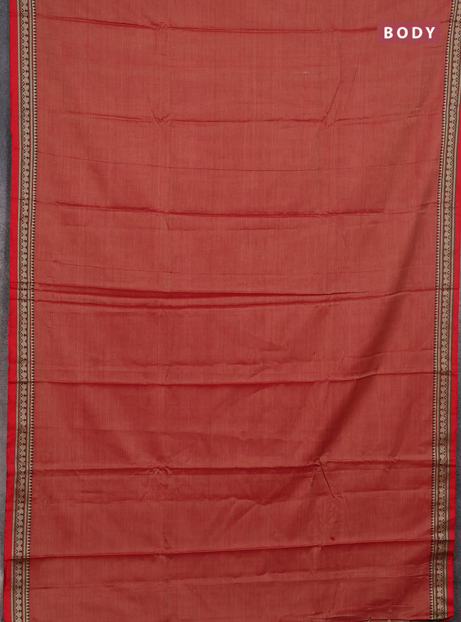 Narayanpet cotton saree red shade and red with plain body and thread woven border
