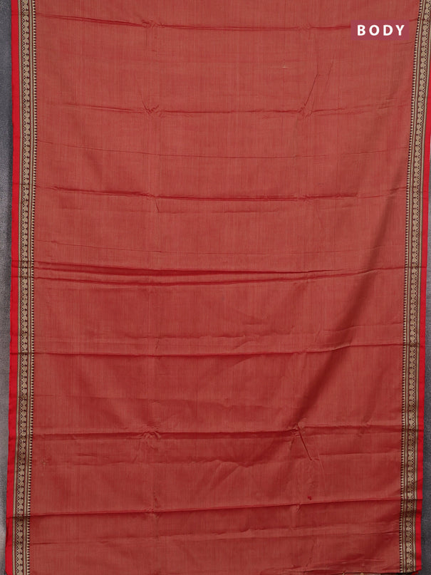 Narayanpet cotton saree red shade and red with plain body and thread woven border