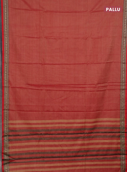 Narayanpet cotton saree red shade and red with plain body and thread woven border