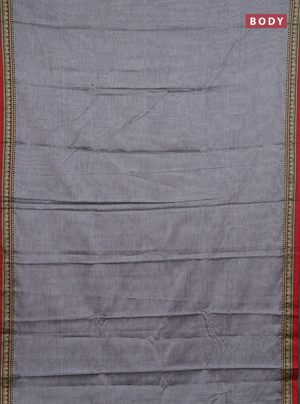 Narayanpet cotton saree grey and maroon with plain body and thread woven border