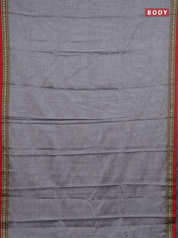 Narayanpet cotton saree grey and maroon with plain body and thread woven border