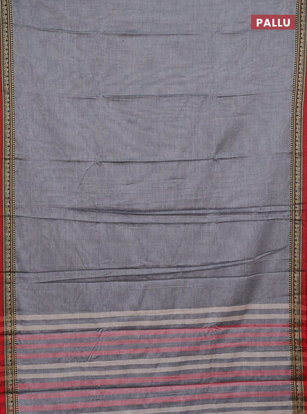 Narayanpet cotton saree grey and maroon with plain body and thread woven border
