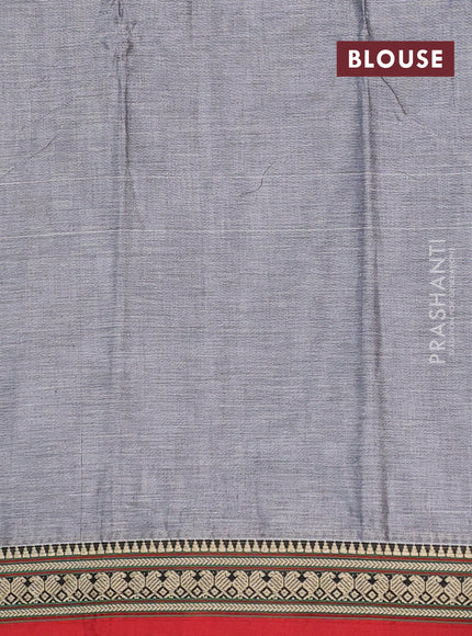 Narayanpet cotton saree grey and maroon with plain body and thread woven border