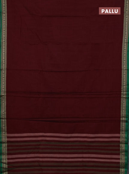 Narayanpet cotton saree maroon and green with plain body and thread woven border