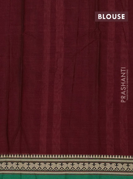 Narayanpet cotton saree maroon and green with plain body and thread woven border