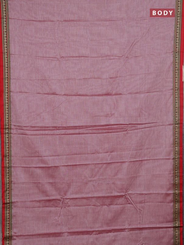 Narayanpet cotton saree pastel maroon and red with plain body and thread woven border