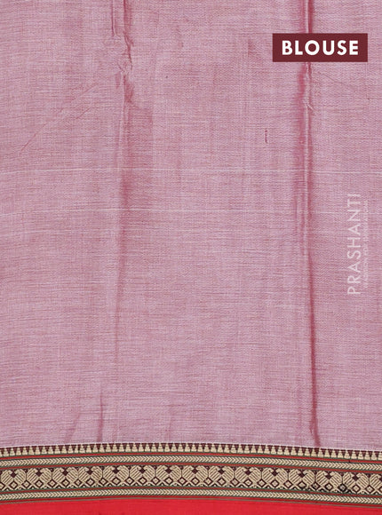 Narayanpet cotton saree pastel maroon and red with plain body and thread woven border