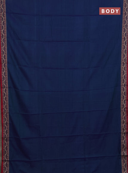 Narayanpet cotton saree dual shade of bluish green and maroon with plain body and thread woven border