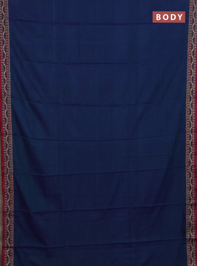 Narayanpet cotton saree dual shade of bluish green and maroon with plain body and thread woven border