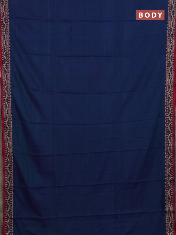 Narayanpet cotton saree dual shade of bluish green and maroon with plain body and thread woven border