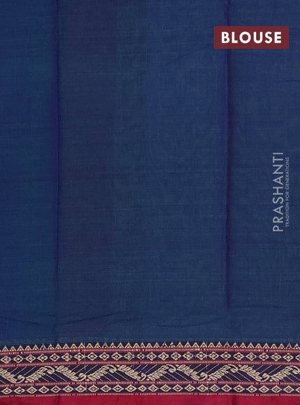 Narayanpet cotton saree dual shade of bluish green and maroon with plain body and thread woven border