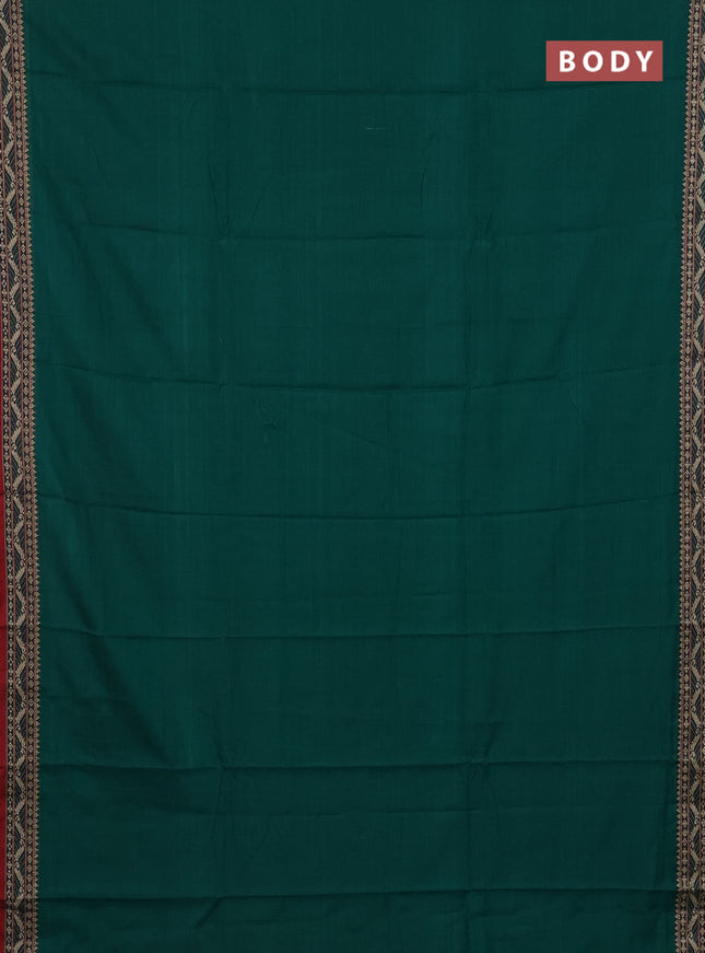 Narayanpet cotton saree green and maroon with plain body and thread woven border