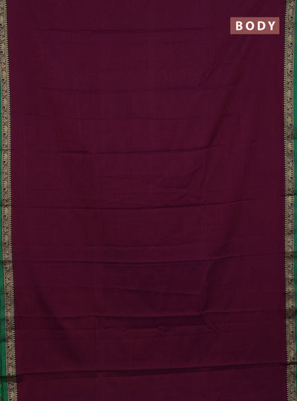 Narayanpet cotton saree purple and green with plain body and thread woven border