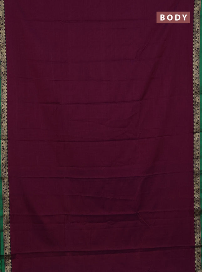 Narayanpet cotton saree purple and green with plain body and thread woven border