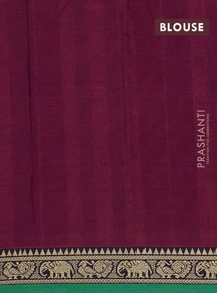Narayanpet cotton saree purple and green with plain body and thread woven border