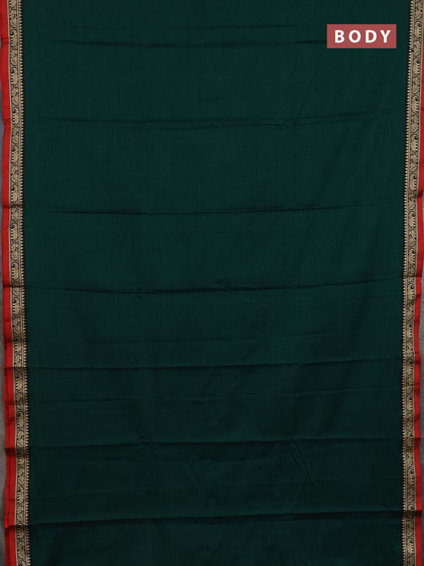 Narayanpet cotton saree green and maroon with plain body and thread woven border