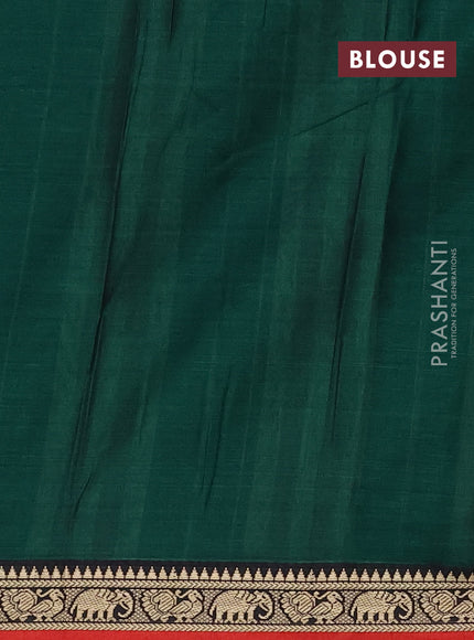 Narayanpet cotton saree green and maroon with plain body and thread woven border